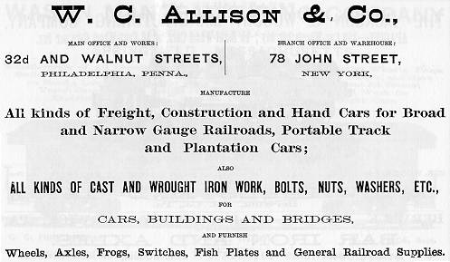 W.C. Allison 1879 Advertisement