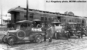 Badger 2, loading for a Fish Fry at Antigo, WIsconsin, 1921. A.J. Kingsbury photo, MCRM collection. December, 1978 Gazette.