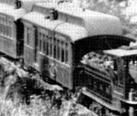 Coach-baggage #5 at Guy Gulch siding in lower Clear Creek Canyon prior to 1885
