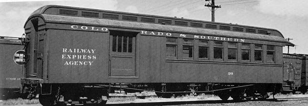 C&S coach-baggage car #36 at Leadville ca. 1937
