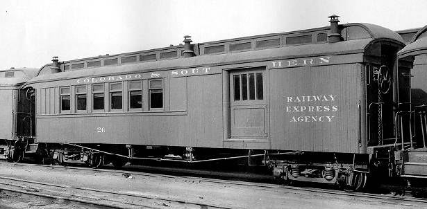 C&S coach-baggage car #36 at Leadville ca. 1937