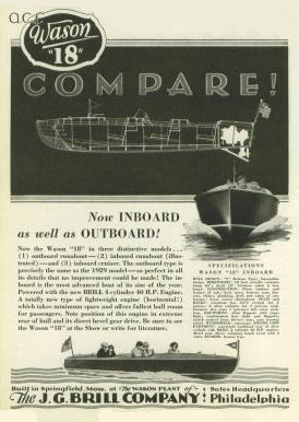 Wason 1930 boat advertisement