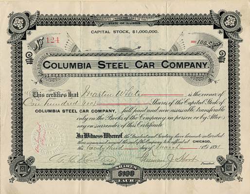 Stock Certificate issued to Martin White