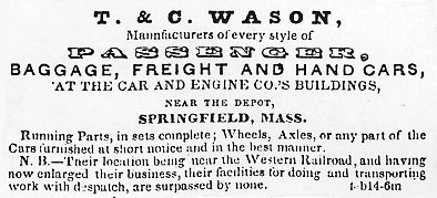 T. & C. Wason Advertisement 1851