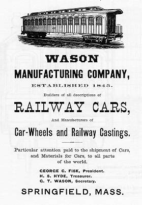 Wason Manufacturing Company Advertisement