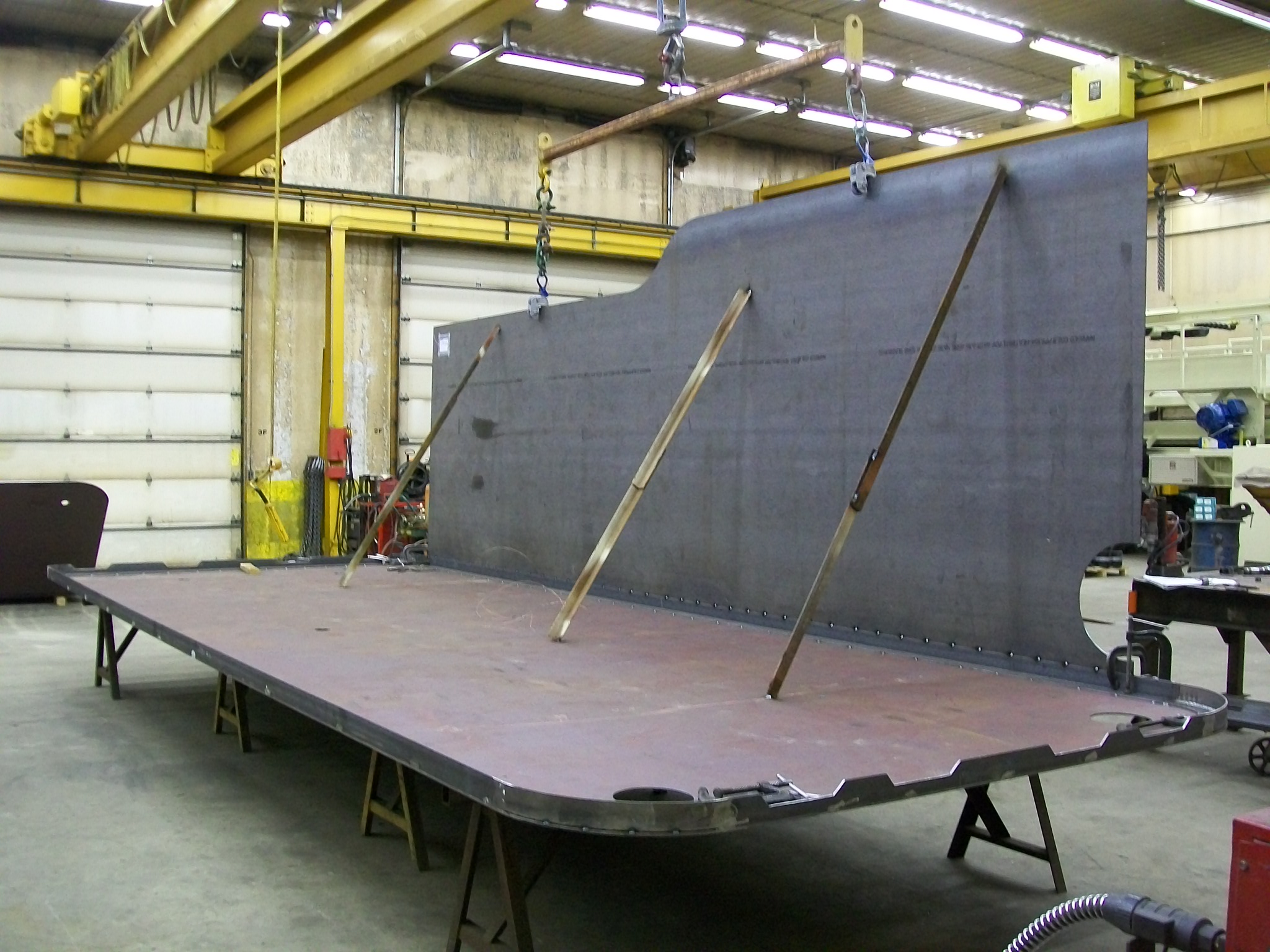 New C&NW 1385 tender tank under construction at DRM Industries in Lake Delton, Wis. Feb 10, 2012. Photo from DRM Industries.