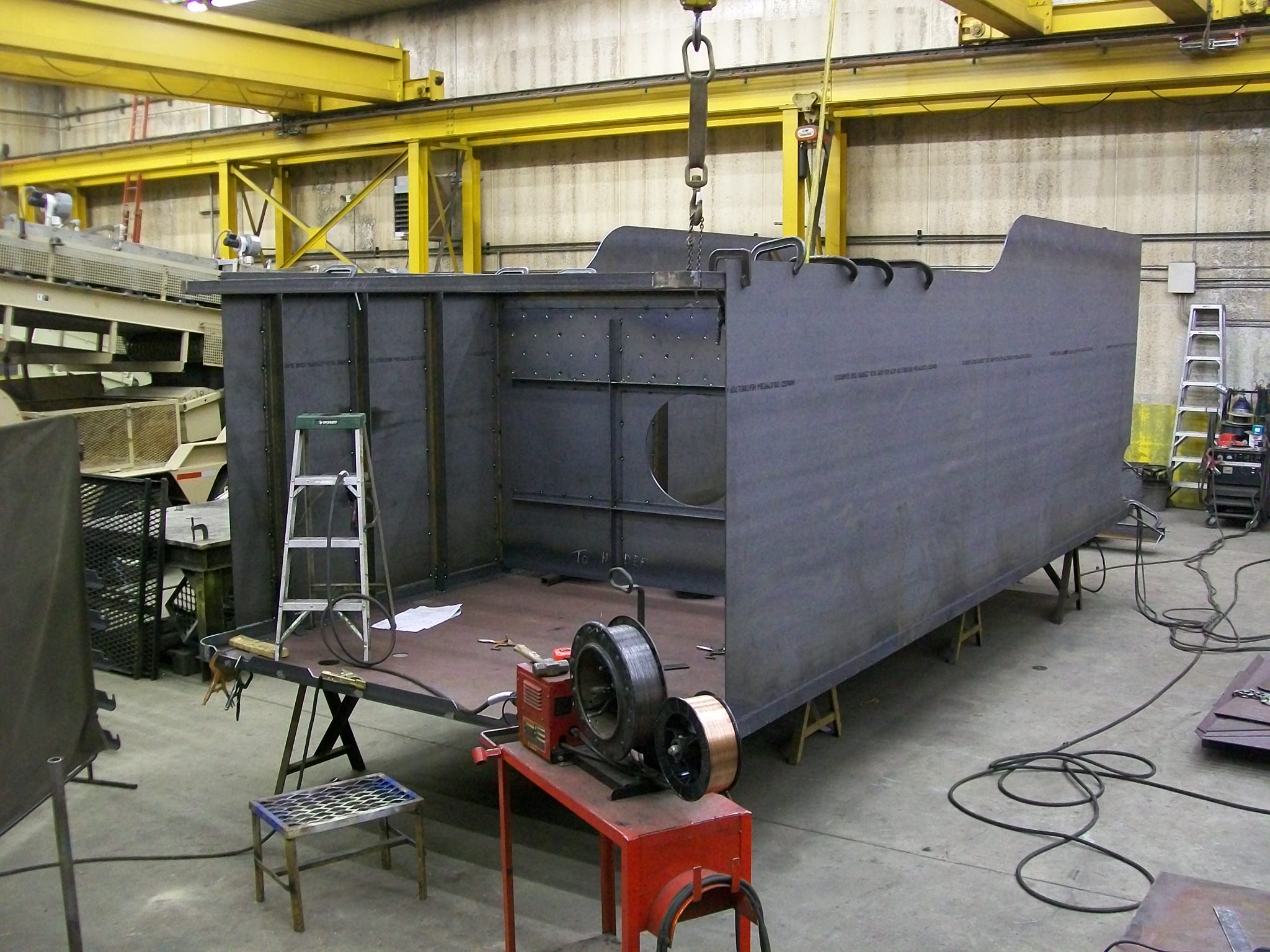C&NW 1385 new tender tank under construction at DRM Industries. February 2012. Photos by DRM Industries
