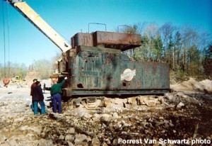 C&NW tender recovery at Quartite Lake quarry in 2002.