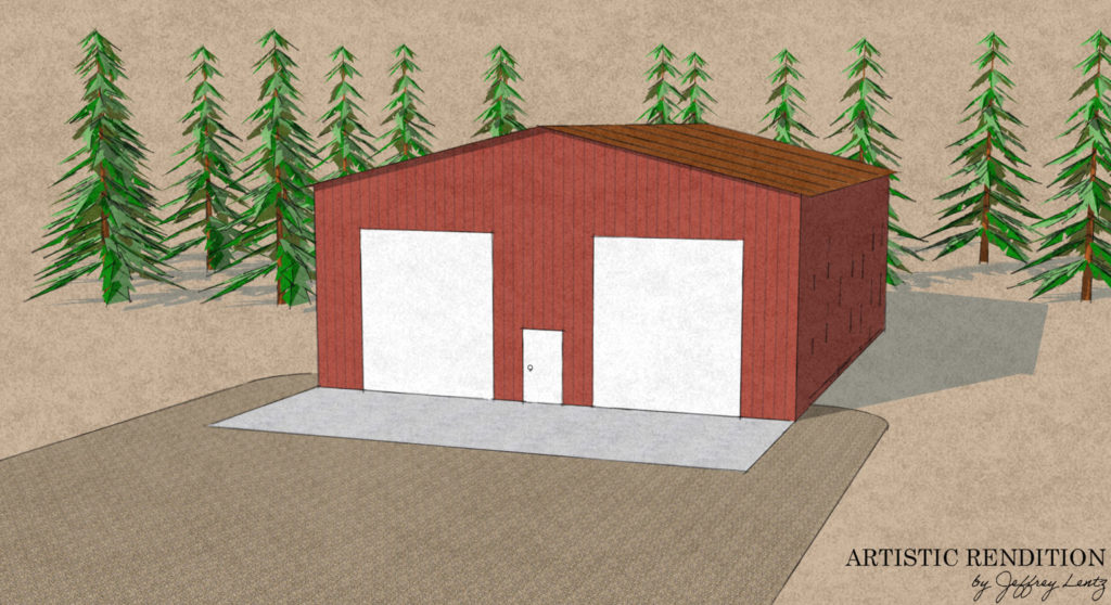 Artistic rendition of storage building