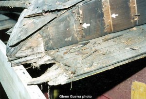 This part was cut and fit at the site as opposed to being pre-manufactured at some other location of the plant. The grooves held the deck roof ribs in position.