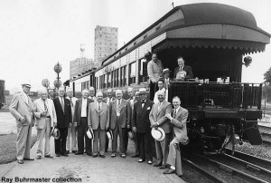 An annual event on the C&IM was a trip over the line for the road's traffic department. Here in 1953, we see the final such train at the Springfield depot. Third from right on the platform is C&IM president F.L. Schrader. The trips served to brief the off-line traffic solicitors on the latest improvements to the road, and to formulate plans to obtain more traffic.