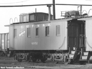 Sister caboose before rebuilding, Elroy, Wisconsin, 1949. Neil Torssel collection, Photo taken at Elroy, Wisconsin, 1949.