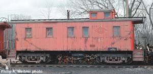 C&NW #12476 wooden caboose (ex LS&I), roster view, May 1972.  Ektachrome 2x2 transparency.  Philip A. Weibler photo