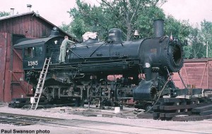#1385 during running gear rebuild, Oct., 1994. Paul Swanson photo
