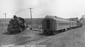 Copper Range 29 at McKeever, with Copper Range Train #14, meeting the Milwaukee Road train #14. Charles S. Sincock photo, Clint Jones collection.