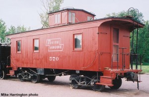 DSS&A 570 caboose, repainted for Soo Line convention. August 21, 2004. Mike Harrington photo.