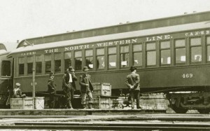 Noted postcard photographer J.M. Colby was certainly unaware of the historical significance of this scene he'd just recorded. C&NW coach #469, aka MLS&W #63 was part of the passenger consist when he photographed this north bound train at Eland Jct., c.1910. Photograph by J.M. Colby, Marathon County Historical Society, Wausau, Wisconsin. This is the only known actual photo of Mid-Continent's MLS&W #63 while it was in passenger service.