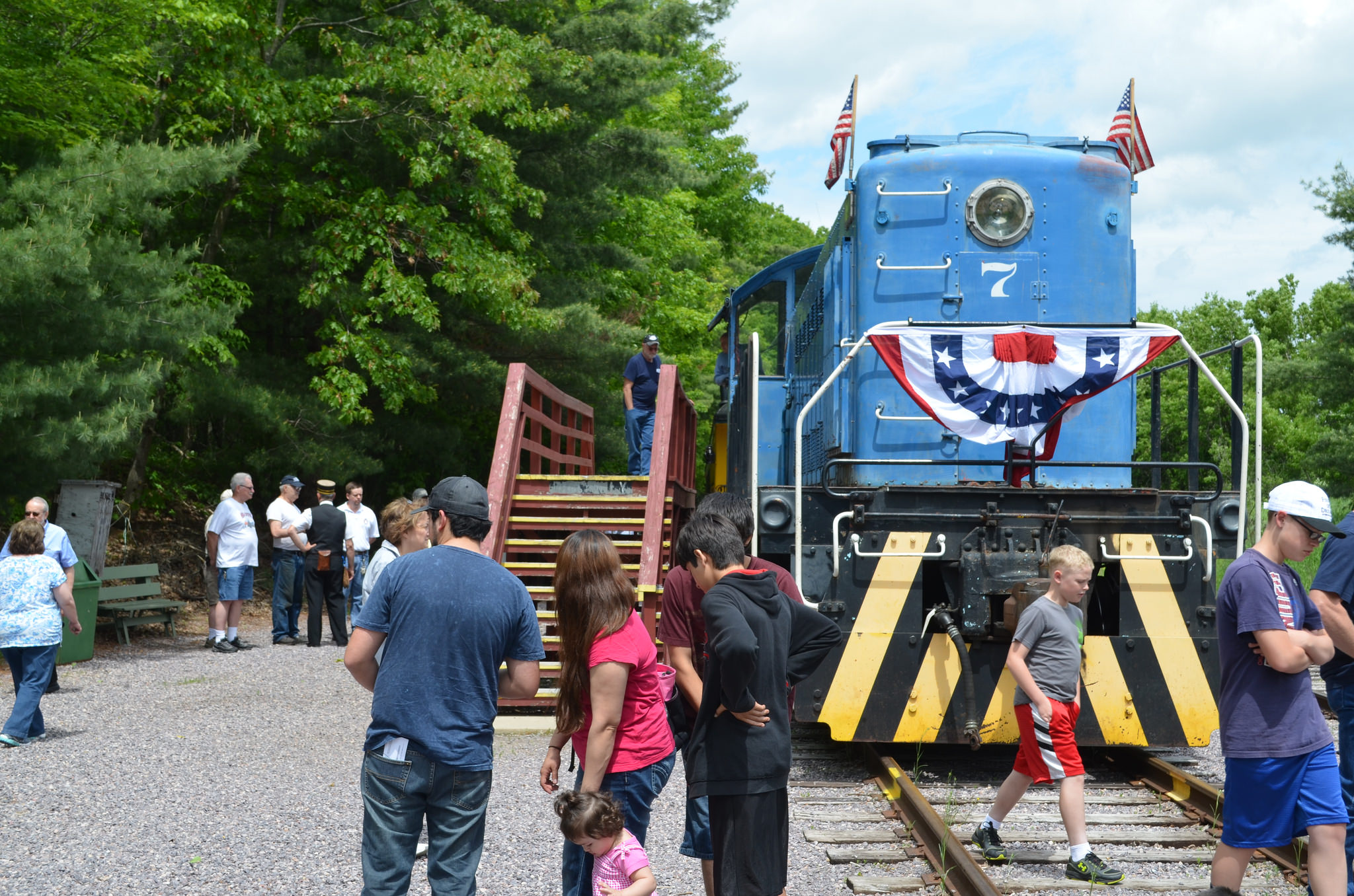 Train with bunting